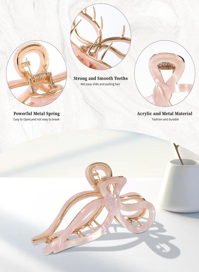 WELROG 2 Pack Metal Bow Claw Clips - Non-Slip Hair Claw Clips for Women,Elegant Large Hair Clip for Thin and Thick Hair (Gold) - Image 4